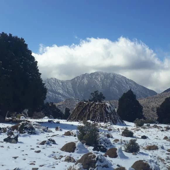 بارش برف در ارتفاعات قله تشگر در سیاهو هرمزگان